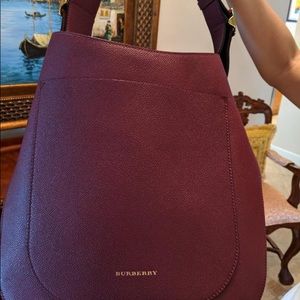 Burberry Soft Grain Small Elmstone Hobo, Dark Plum